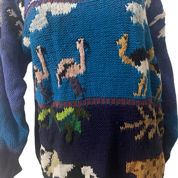 Vintage 20 Ans handmade knit sweater Blue Size Large RARE - Picture 15 of 16